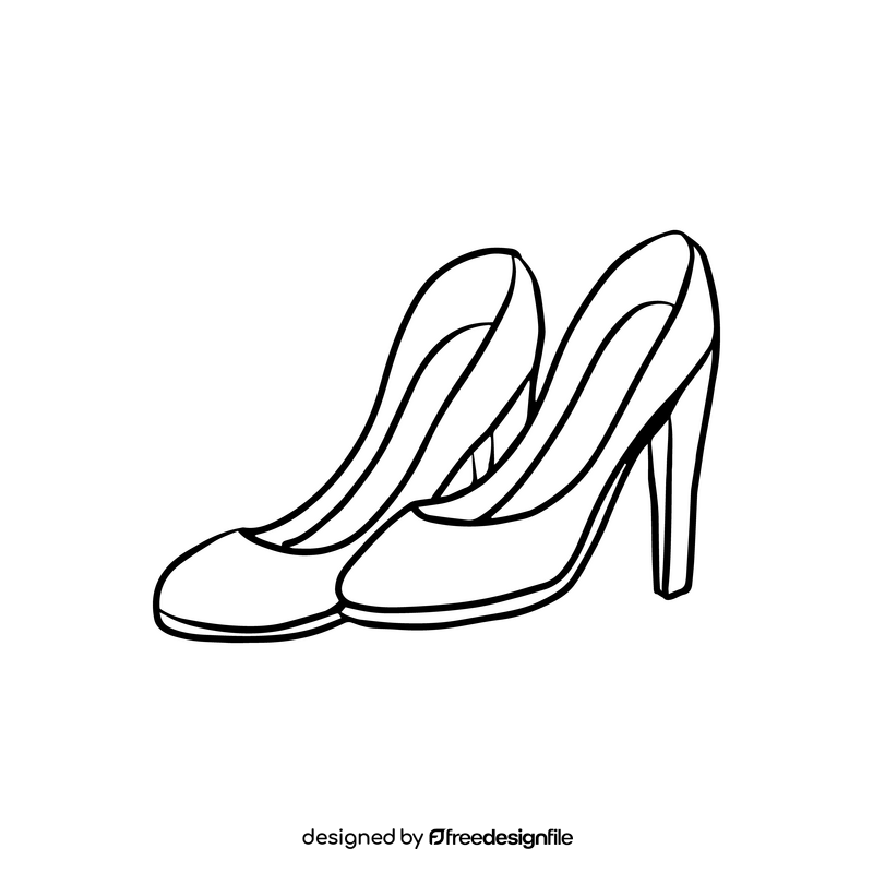 High heel women shoes black and white clipart
