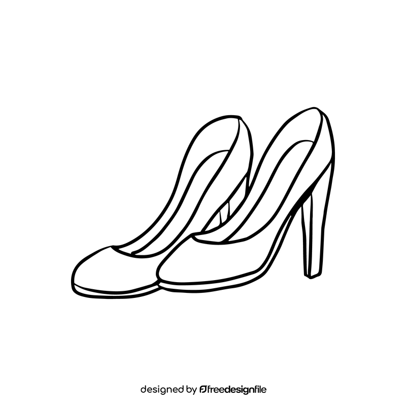 High heel women shoes black and white clipart