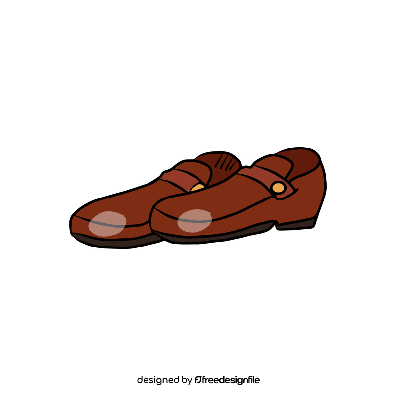 Brown leather shoe cartoon clipart