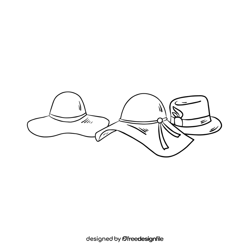 Women hats black and white clipart
