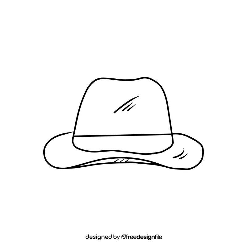 Leather cowboy hat illustration black and white clipart