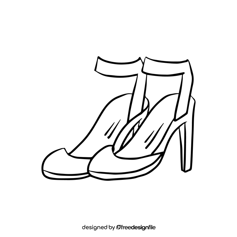 Ladies shoes black and white clipart