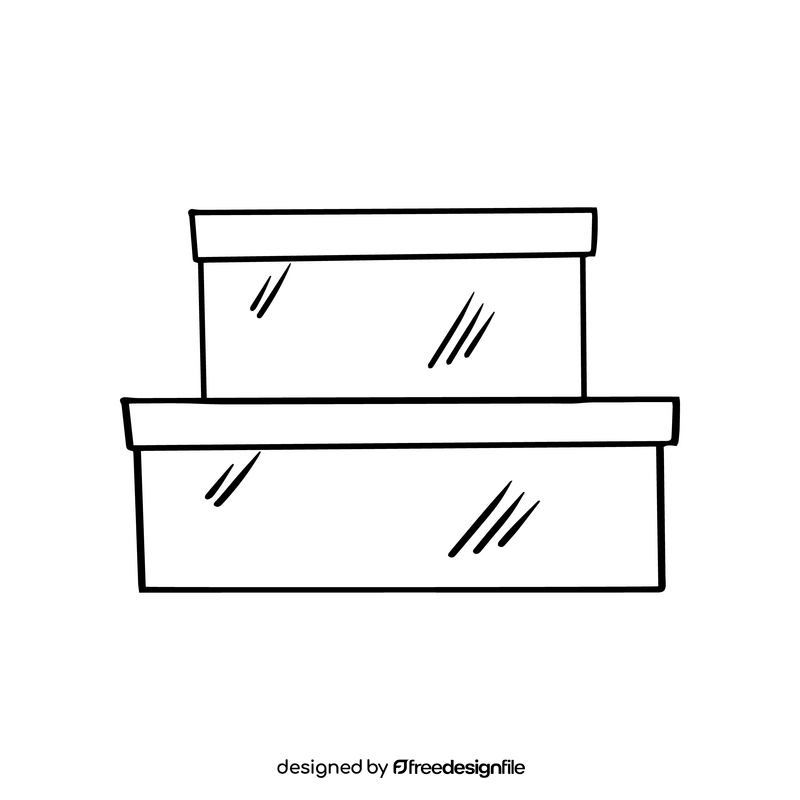 Boxes cartoon drawing black and white clipart