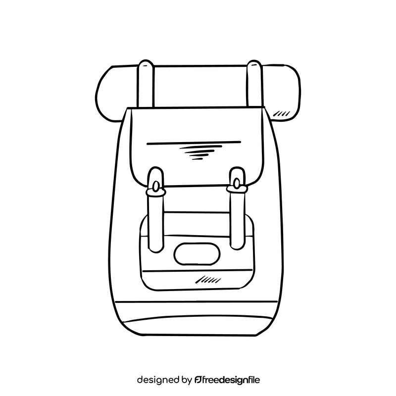 Backpack cartoon black and white clipart