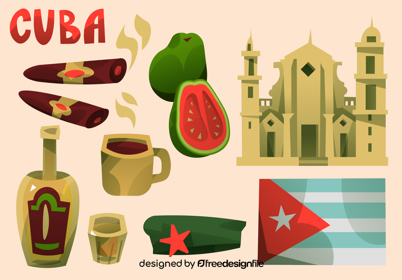 Cuba icon set vector