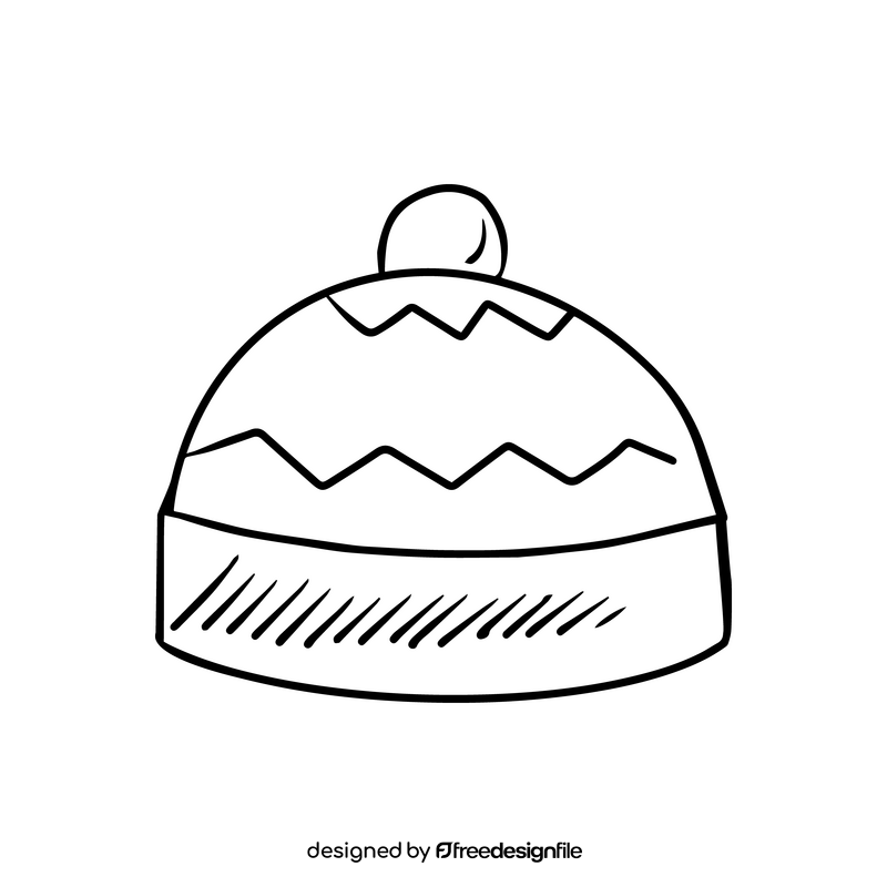 Knitted hat black and white clipart