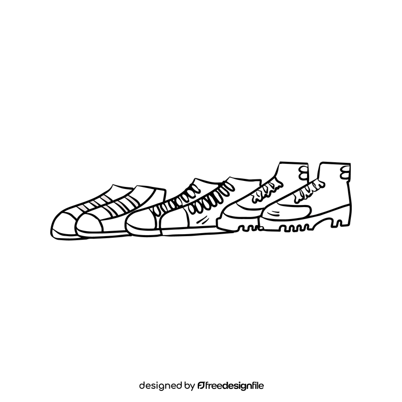 Sneakers cartoon black and white clipart