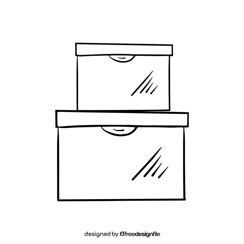 Carton boxes black and white clipart