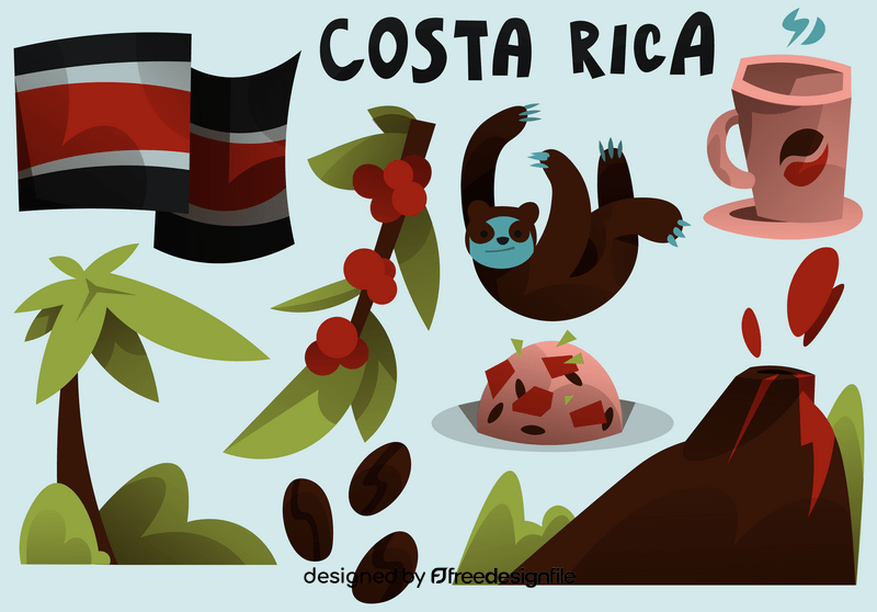 Costa Rica icon set vector