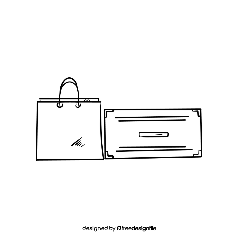 Package, box black and white clipart