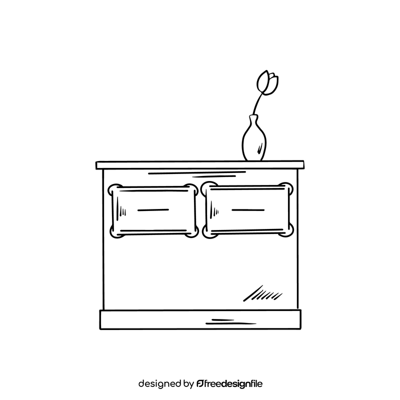 Cartoon chest of drawers black and white clipart