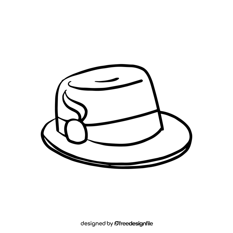 Hat drawing black and white clipart