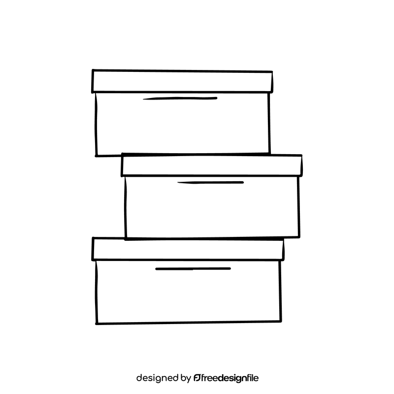 Boxes cartoon black and white clipart