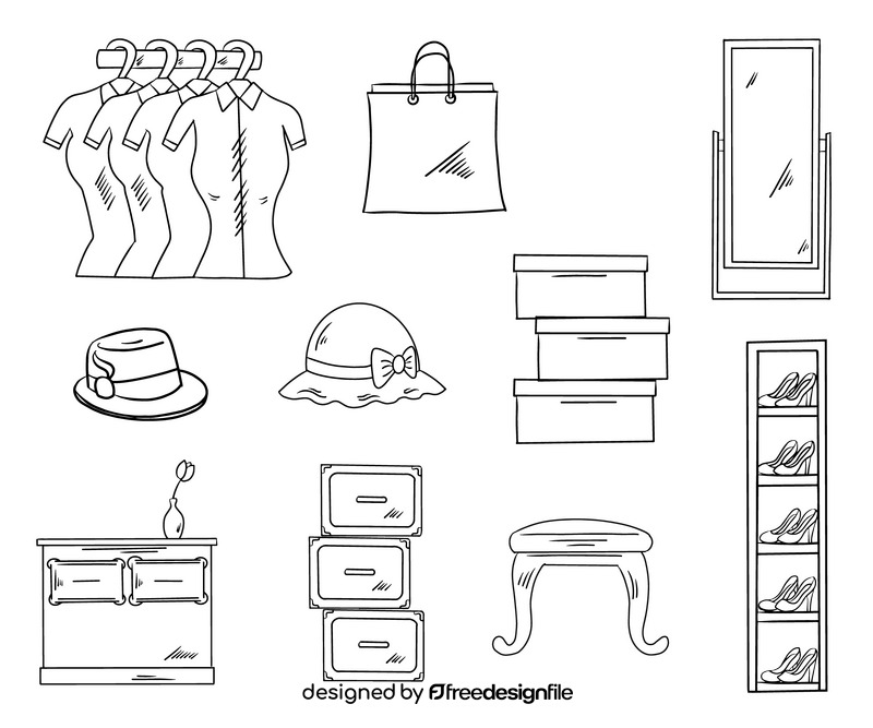 Clothing store black and white vector