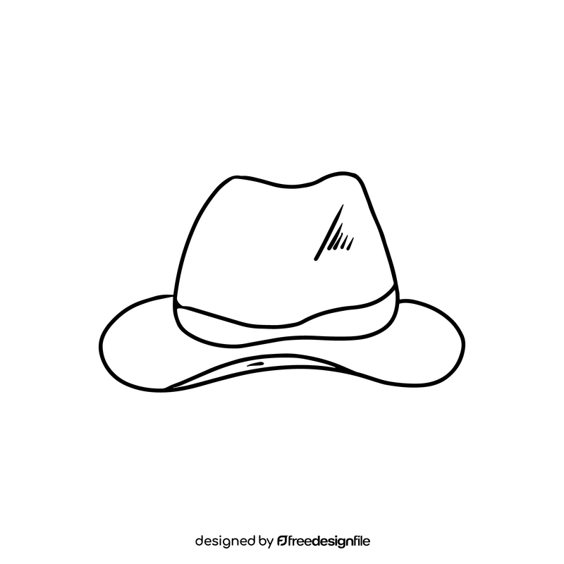 Brown hat black and white clipart