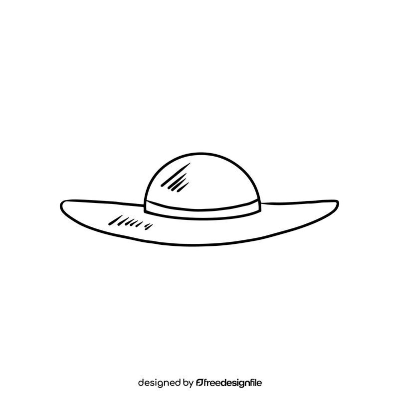 Women's hat black and white clipart