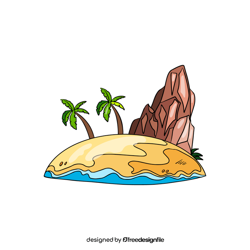 Cartoon beach, island clipart vector free download