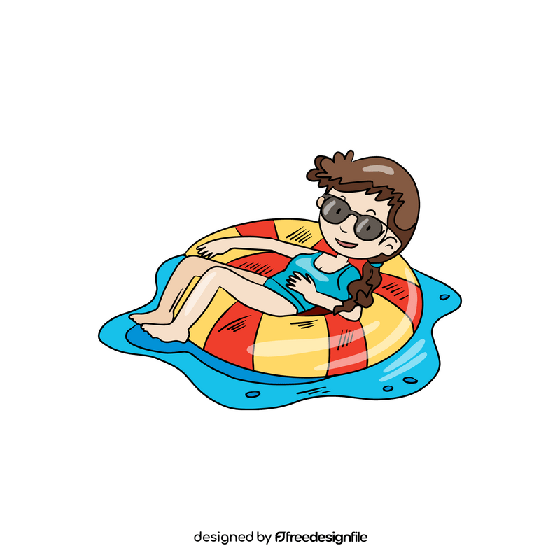 Boy swimming with inflatable swimming ring clipart