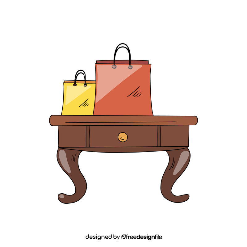 Colorful shopping bags on table clipart