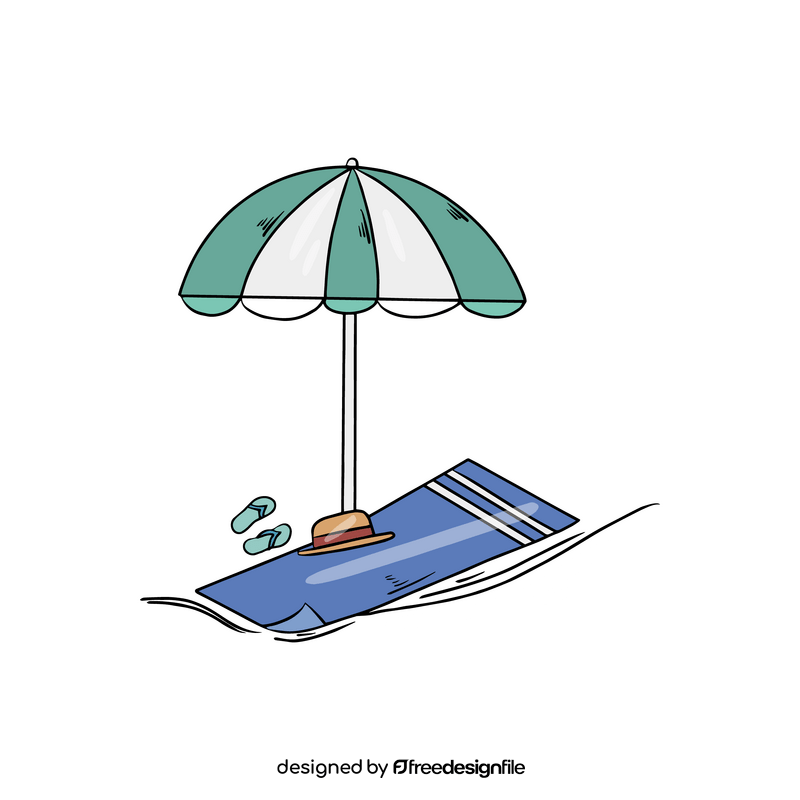Beach umbrella and towel clipart