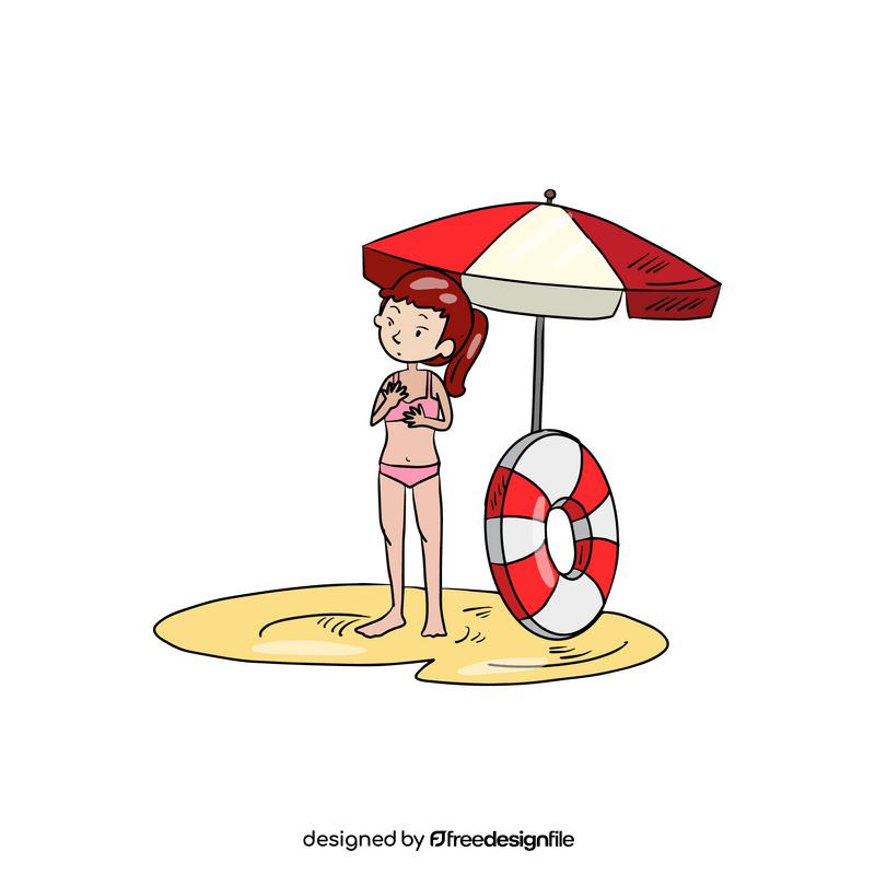 Cute girl on beach clipart