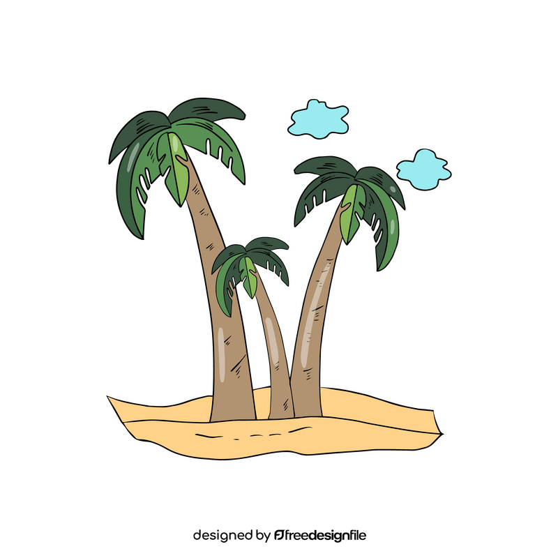 Palm trees on island clipart