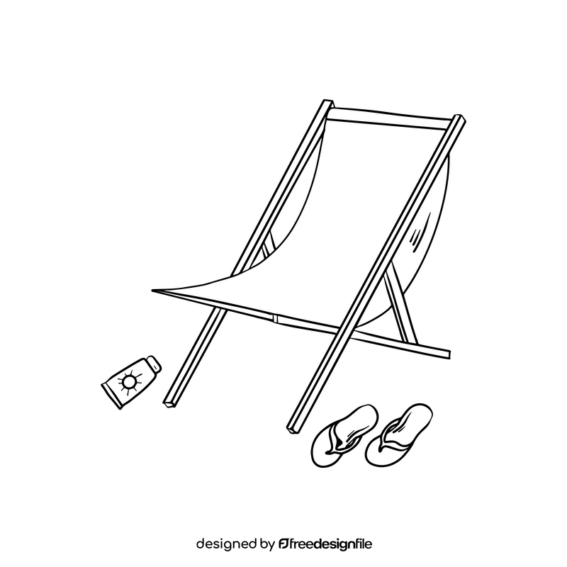 Deck chair black and white clipart