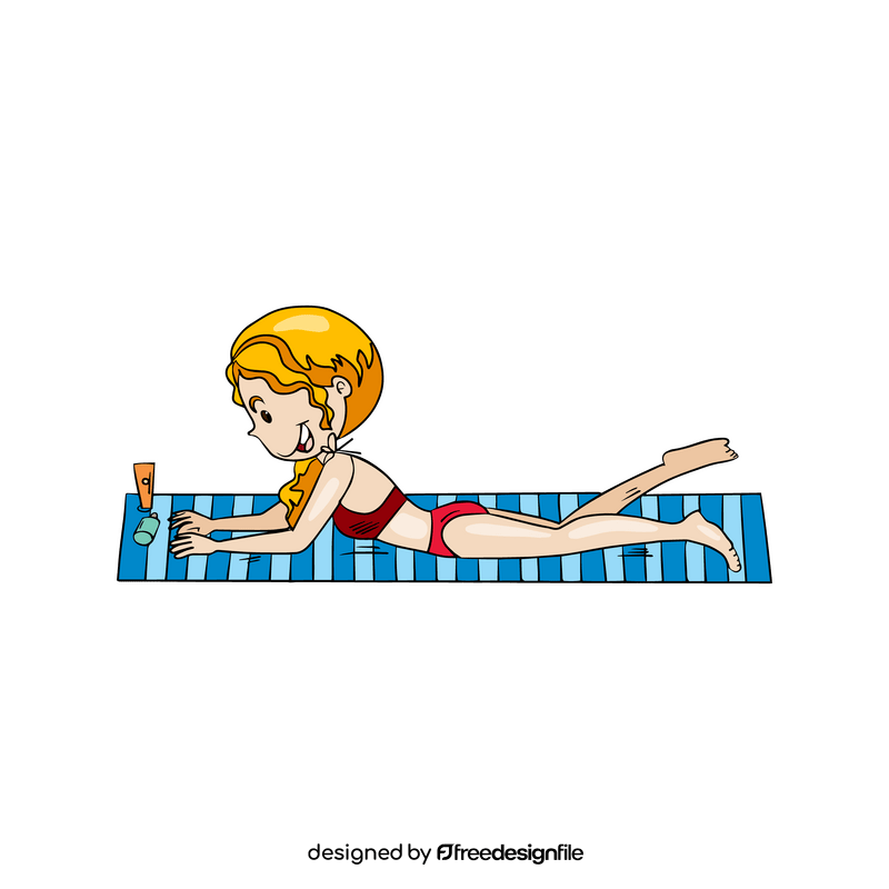 Girl sunbathing illustration clipart