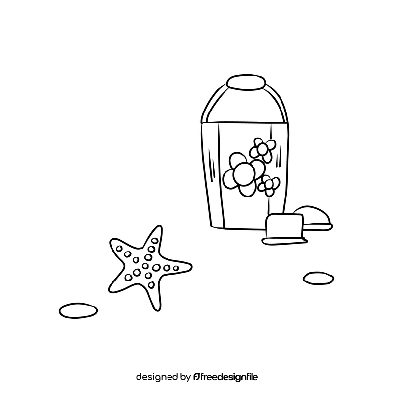 Beach bucket cartoon black and white clipart