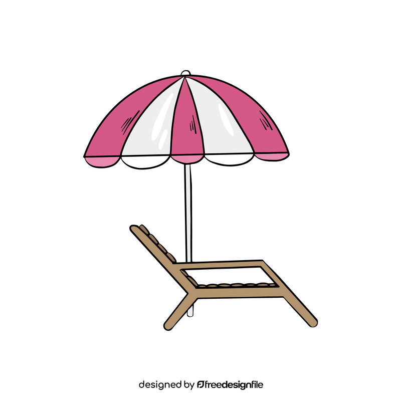 Beach umbrella with deck chair clipart