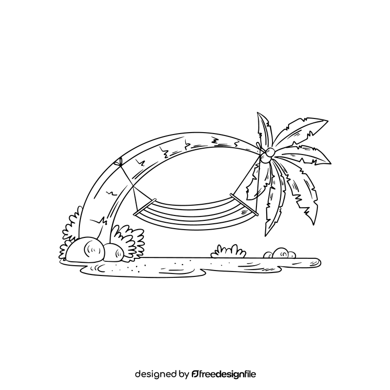 Beach hammock black and white clipart