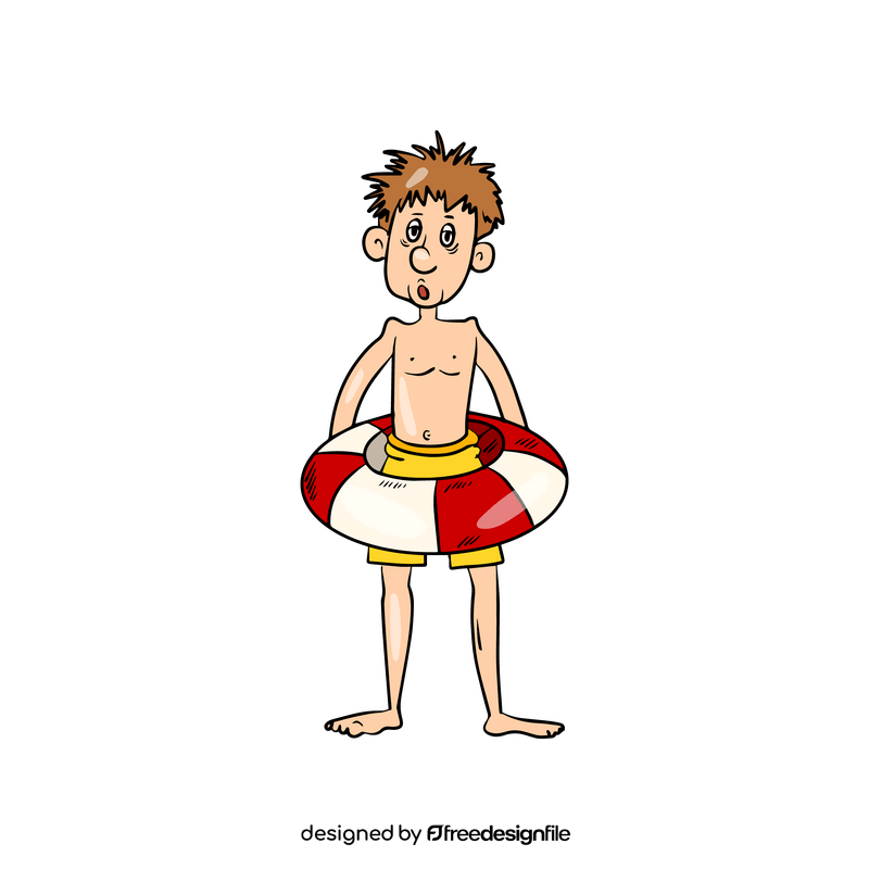 Cartoon boy on beach clipart