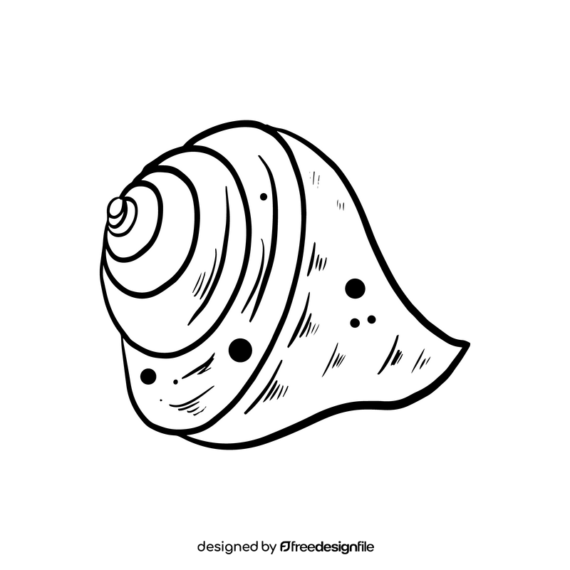See shell cartoon black and white clipart