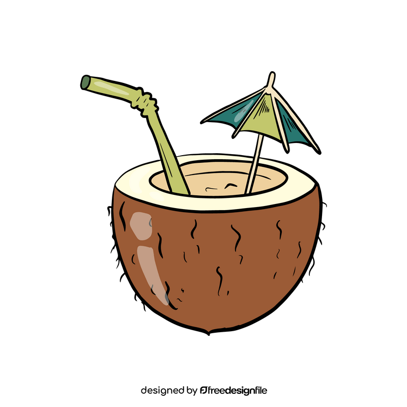 Exotic coconut cocktail illustration clipart