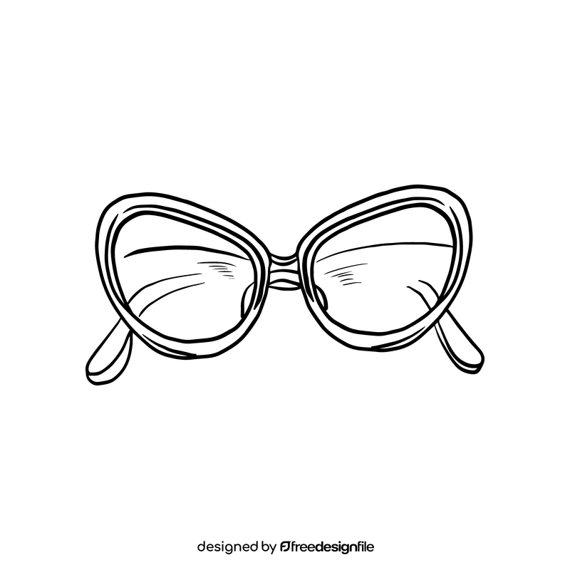 Cute sunglasses for women black and white clipart