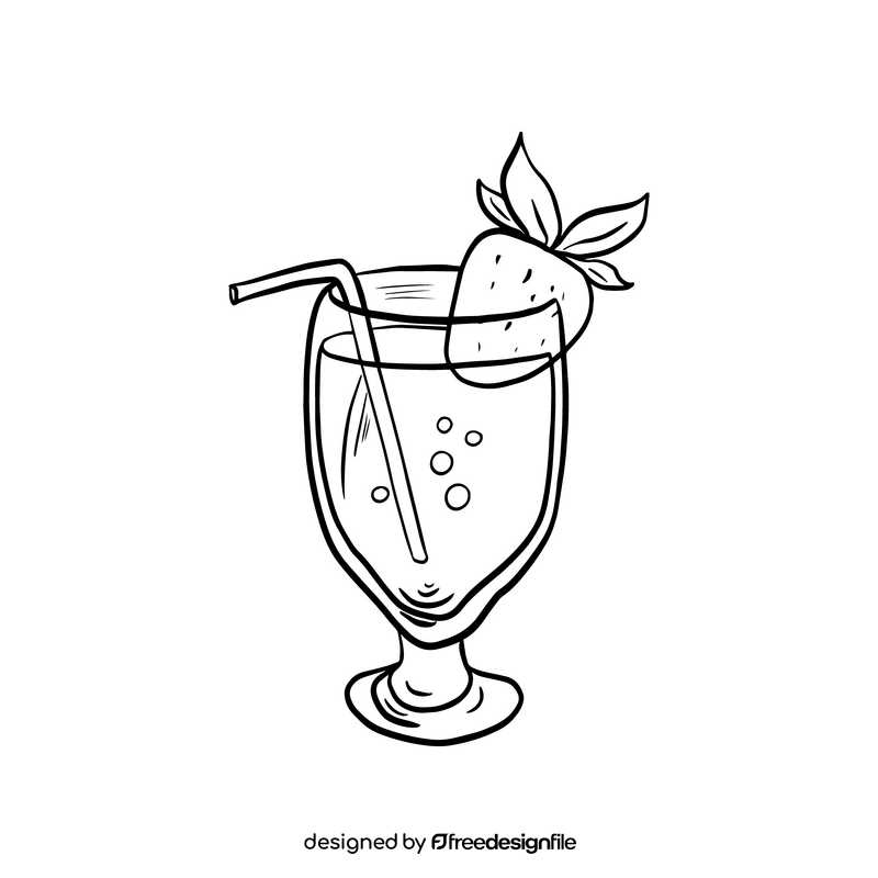 Exotic cocktail cartoon drawing black and white clipart