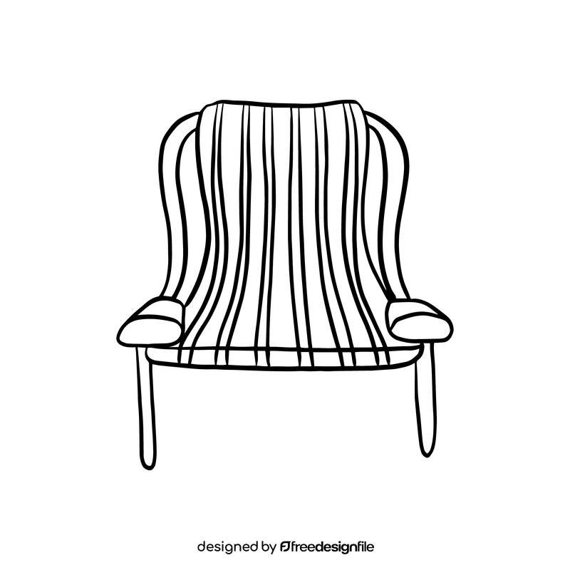 Deck chair black and white clipart