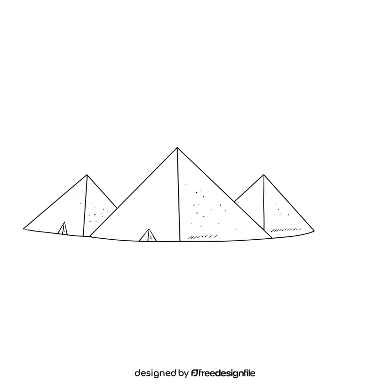 Ancient Egypt Pyramids cartoon black and white clipart