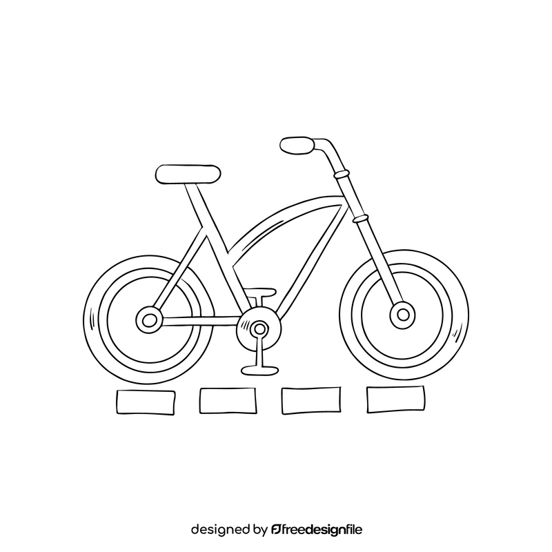 Bike cartoon black and white clipart
