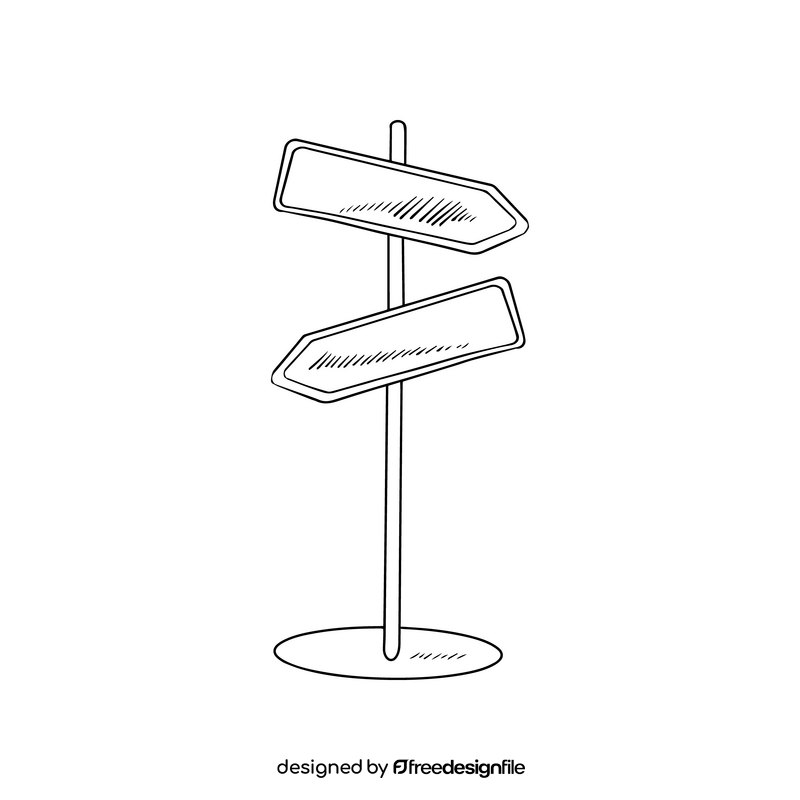 Signpost drawing black and white clipart