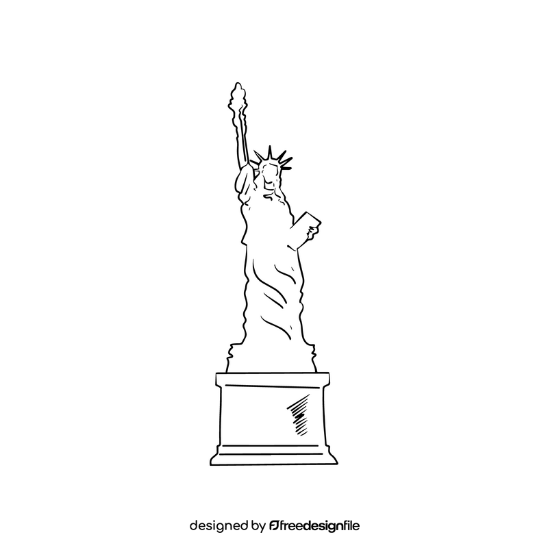 Statue of Liberty New York USA cartoon black and white clipart