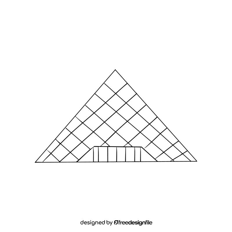 Glass Louvre Pyramid drawing black and white clipart