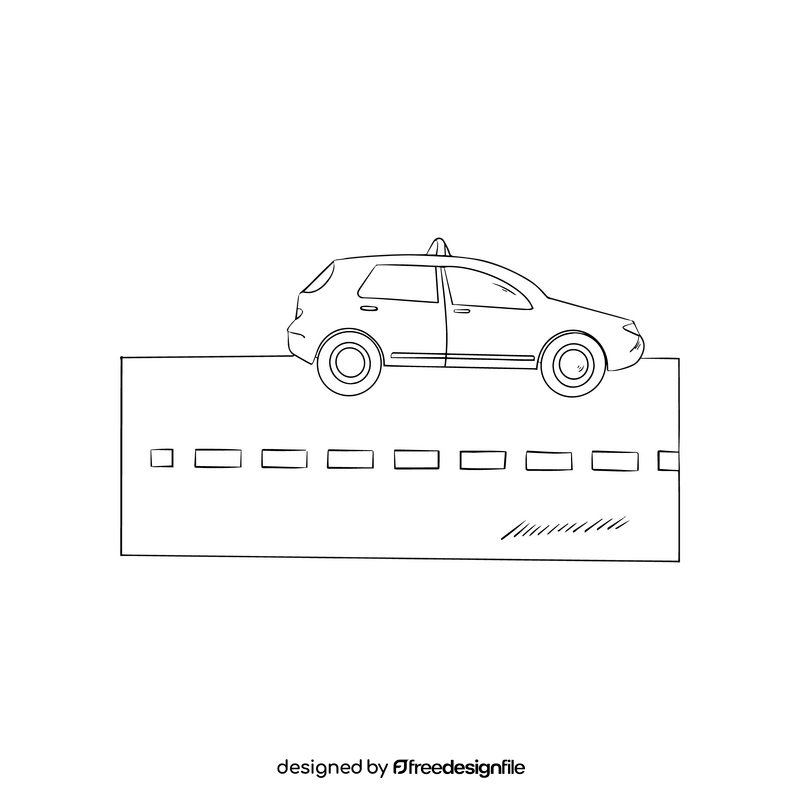 Taxi black and white clipart