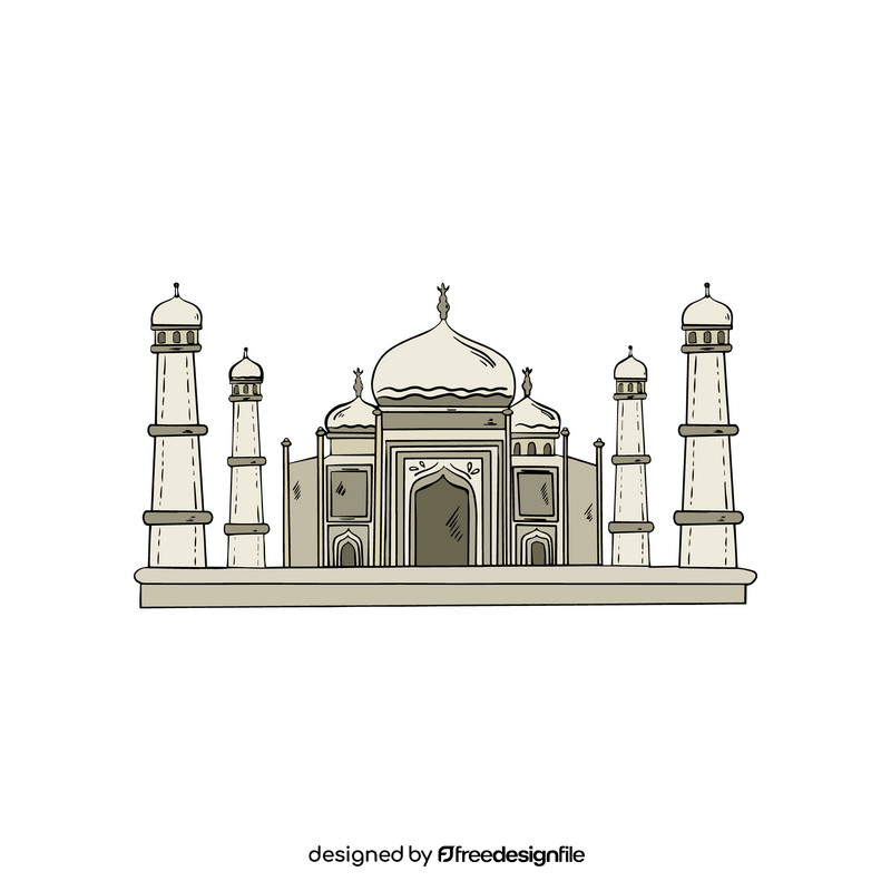 Taj Mahal India illustration clipart