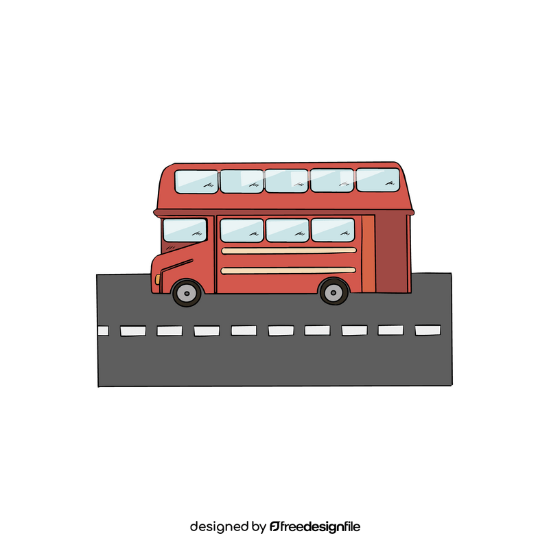Red two tier bus clipart