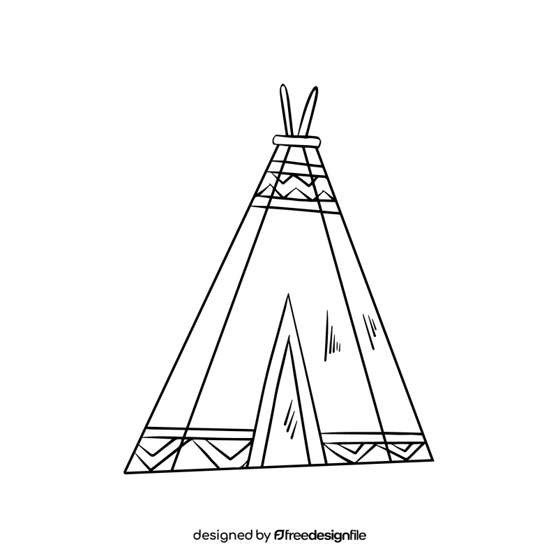 Wigwam black and white clipart