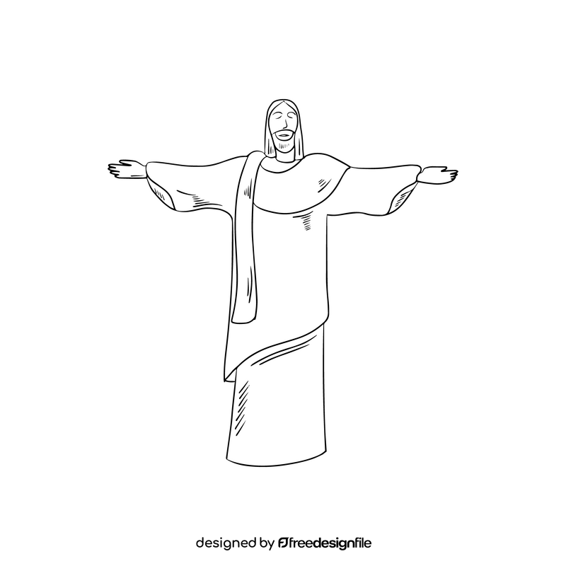 Statue of Christ the Savior Brazil black and white clipart