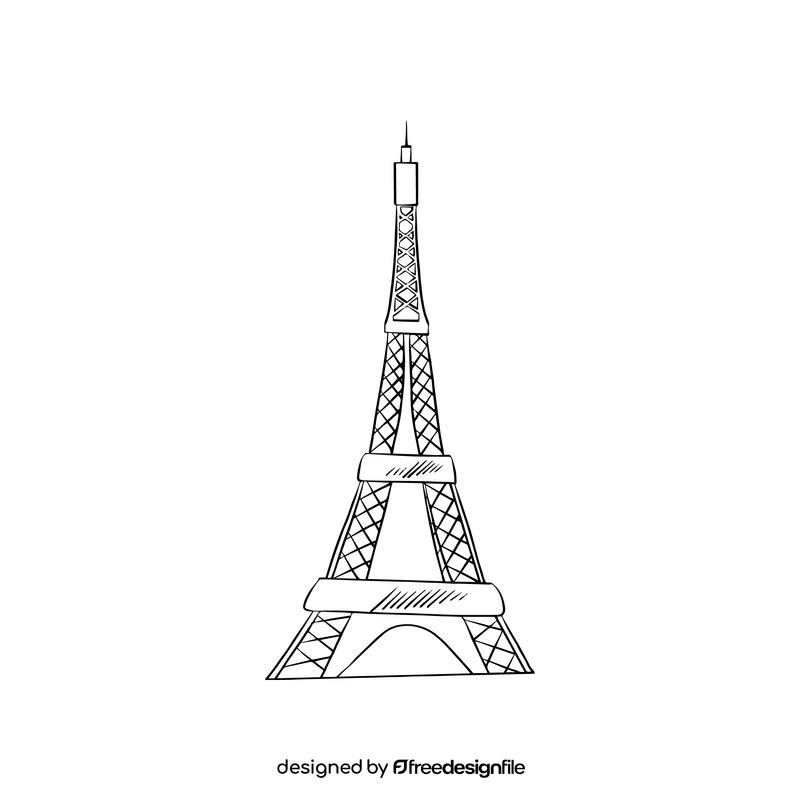 Eiffel Tower Paris France black and white clipart free download