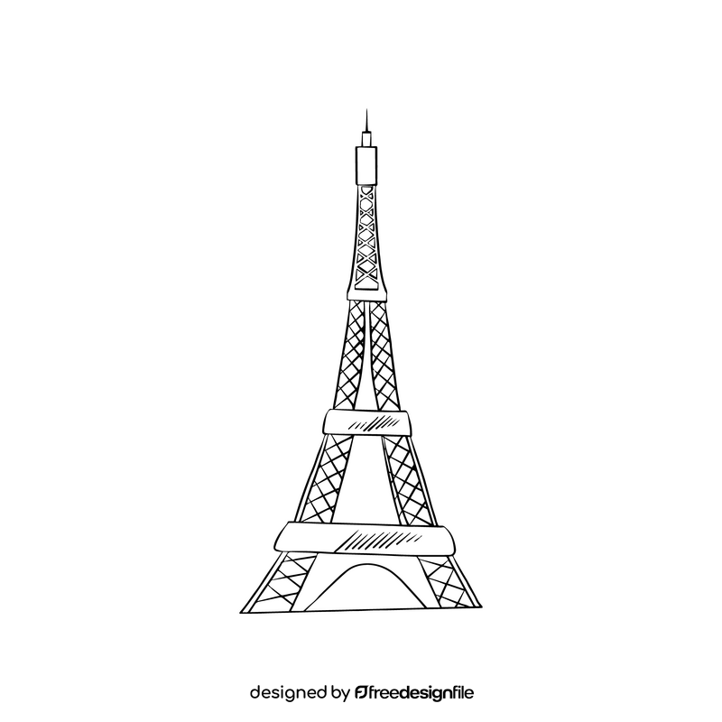 Eiffel Tower Paris France black and white clipart