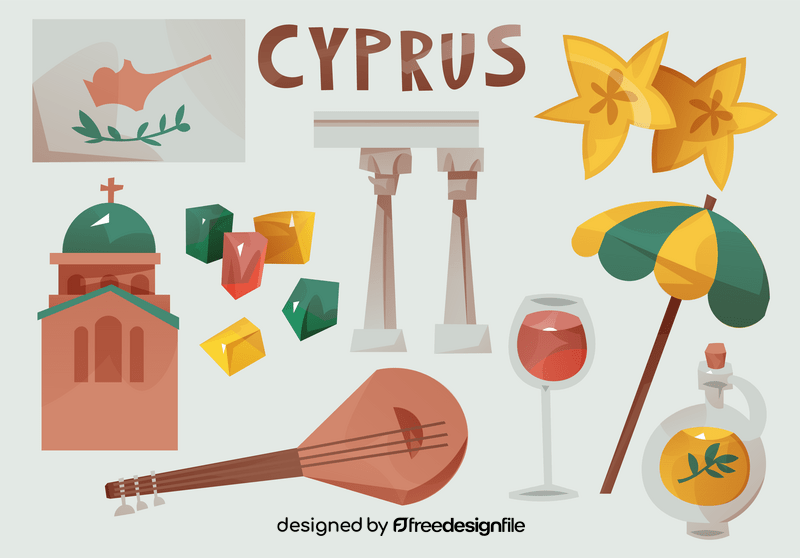 Cyprus icon set vector